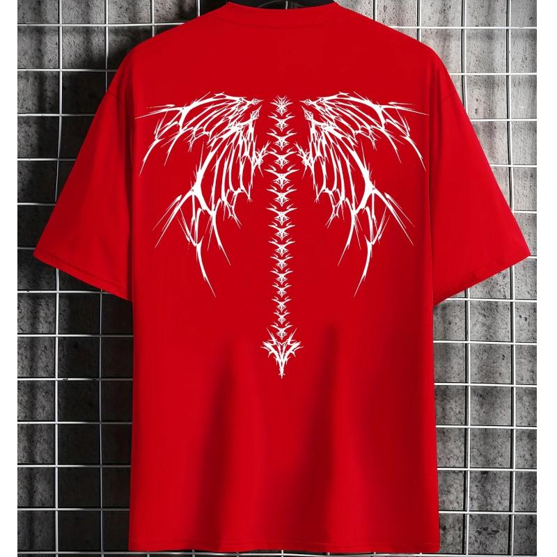 Spine Wing Print 100 Cotton Trendy Men Women Tshirt Summer Autumn Daily Outdoor Sports Party Casual Loose Street Short Sleeve