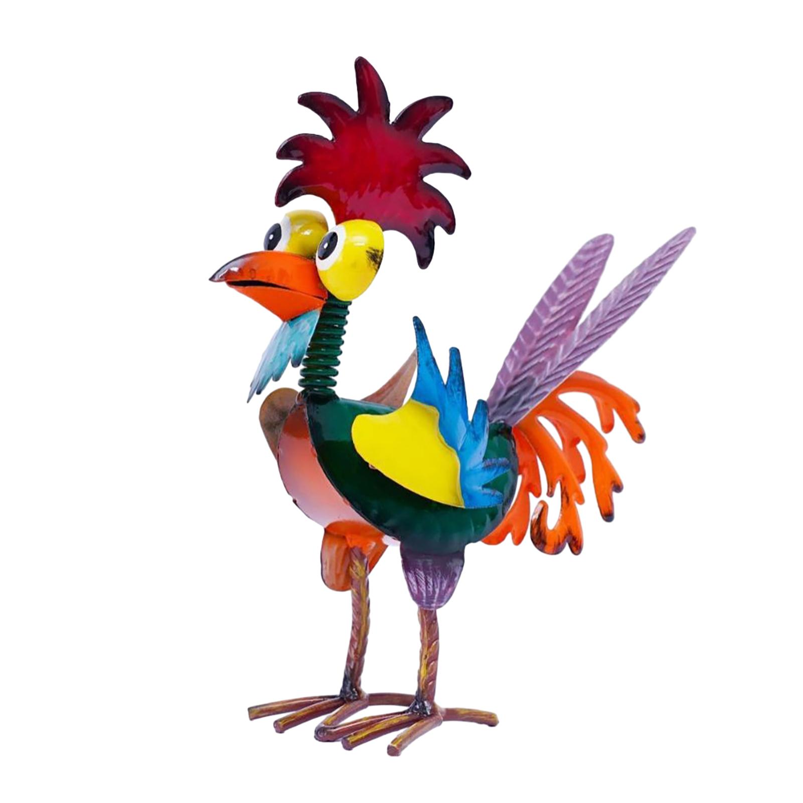 

1pcs courtyard indoor desktop colorful three-dimensional rooster animal decorative gardening ornaments creative iron crafts