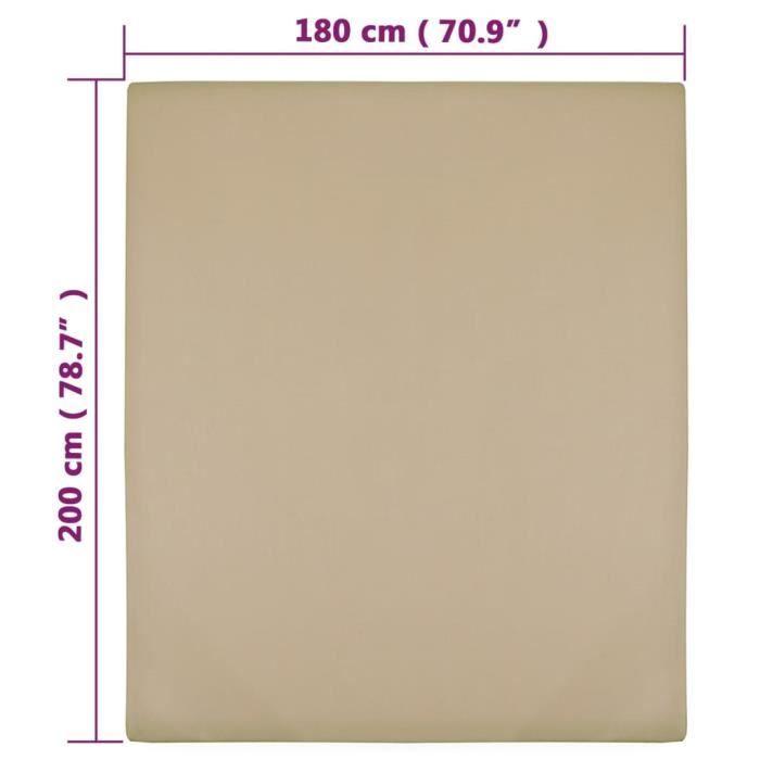 136229 vidaXL Draps-housses Jersey 2 pcs Taupe 180x200 cm Coton