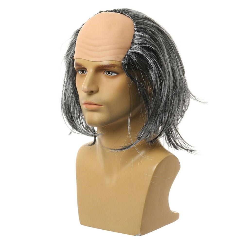 Props Funny Bald Wig Curly Halloween Balding Wig April Fool's Day Old Man Bald Wig  Masquerade Show