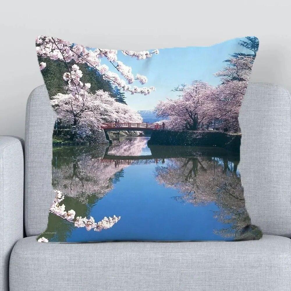Office Living Room Sofa Cushion Cover Luxury Home Decor Pillow Cover Japanese Sakura Decorative Cushion Cover