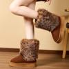 Cross new leopard print long-haired high boots winter women's thick-soled non-slip warm cotton slippers foreign trade wholesale home cotton shoes