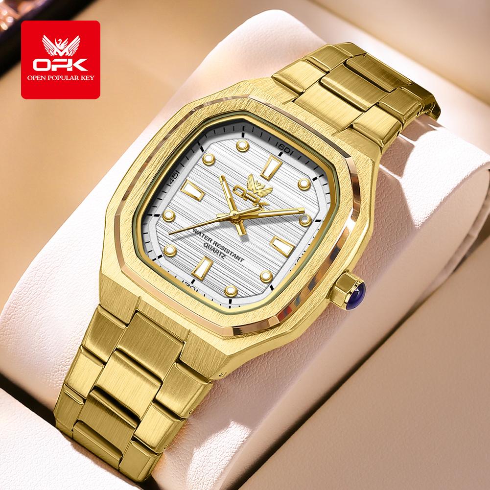 OPK 6044 Quartz Man Watch Steel Strap Waterproof Luminous Auto Date Men's Wristwatches Simple Fashion Watches For Men