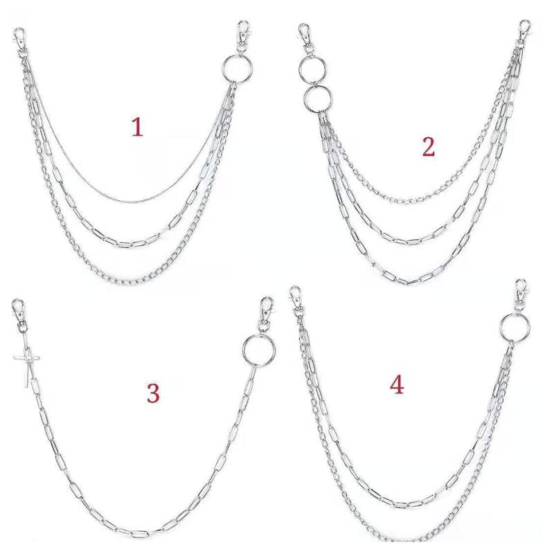 4pcs Pants Chain Multi Layer Wallet Chain Charm Jeans Chains Pocket Punk Chain Hip Hop Rock Style Chains for Women Girls