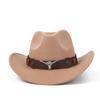 Western Cowboy Wool Felt Hat With Knot Embellishments For Autumn Winter Fashion