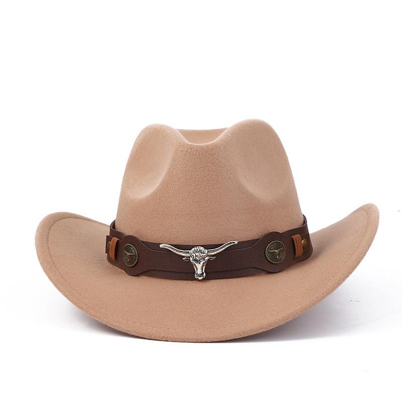 Western Cowboy Wool Felt Hat With Knot Embellishments For Autumn Winter Fashion