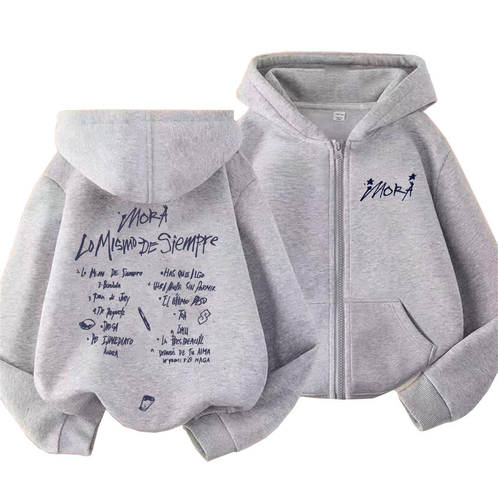 

Репер Mora Lo Mismo De Siempre Худі на блискавці Чоловіки Жінки Хіп-Хоп Мода Поп-Музика Куртка на блискавці Чоловіча Оверсайз Вуличний Стиль XL