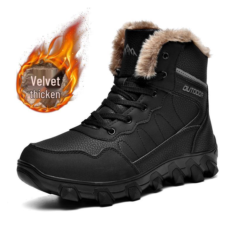 Men's Plus Size Waterproof Non-Slip Warm Snow Boots for Outdoor Hiking