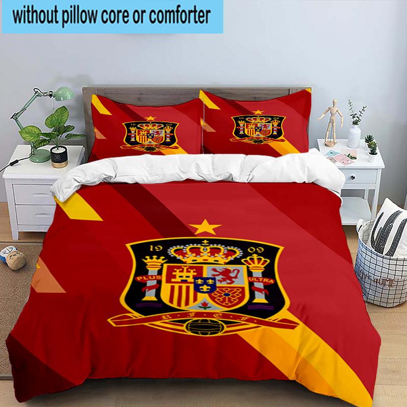3pcs Spain's Royal Emblem Printed Bedding Set Duvet Cover Closure Includes 1 Duvet Cover & 2 Pillowcases Bedding Sets Home Decor Gifts