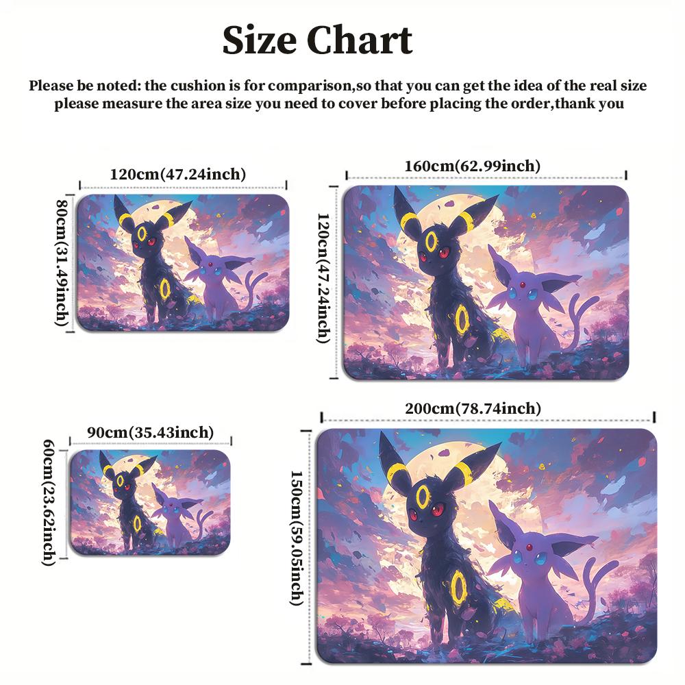 Anime Style Moon & Psychic Fox Area Rug Non Slip Soft Floor Mat For Gaming Room Living Room Bedroom Decor Washable Carpet