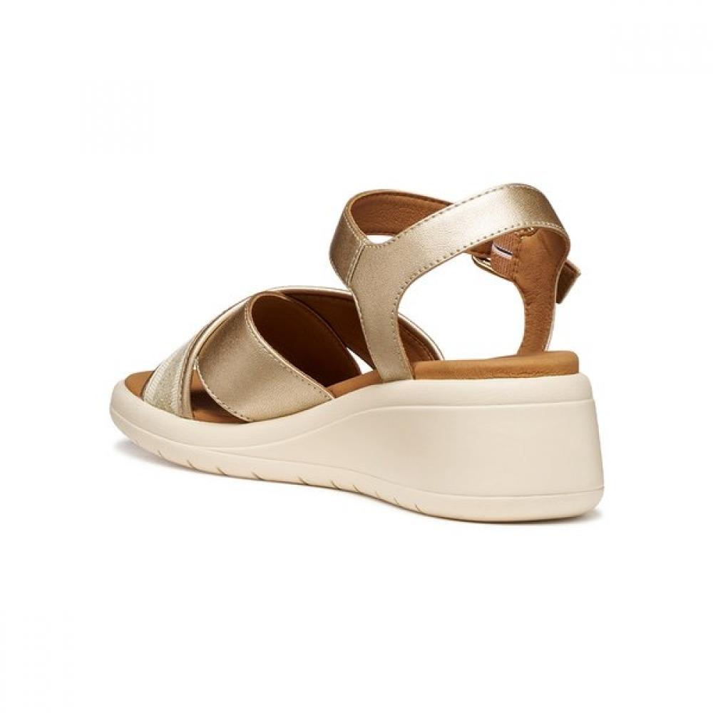 Geox Women S Comfort Wedge Heel Strap Sandal Meliconia Gold 8gx0eg6m8d