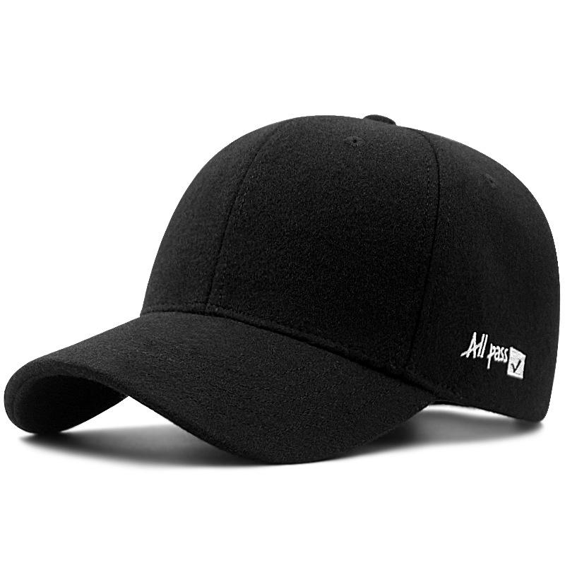 Autumn and winter baseball cap big head circumference small standard plus size hat wool warm hard top cap