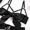 Sexy Bondage Hollow Belt Long Gloves & Chest Straps Lingerie Set