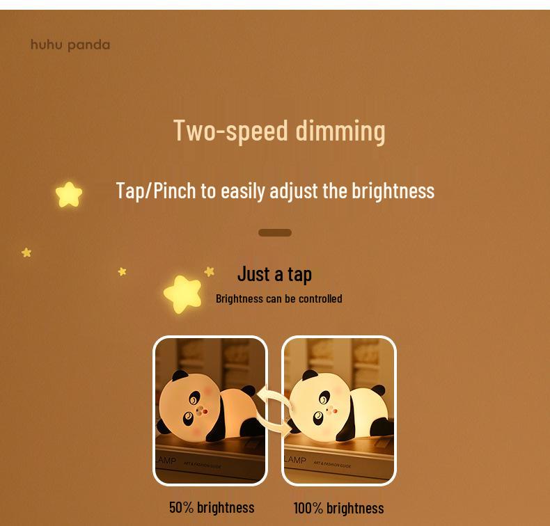 Panda Rechargeable Dimmable Timer Ring Light - Children's Creative Gift Silicone Lamp