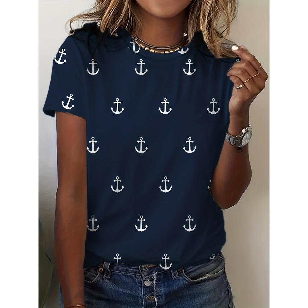 Fashion Anchor T-Shirts 3D Print Women New O-neck Casual Short Sleeves T Shirt Streetwear Y2k Harajuku Tees Tops Female Clothing