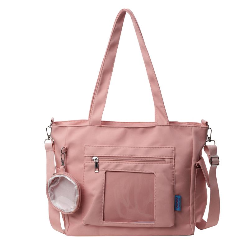 Large Capacity Canvas Bag Women's Transparent Handbag Student's Book Crossbody Tote Bag