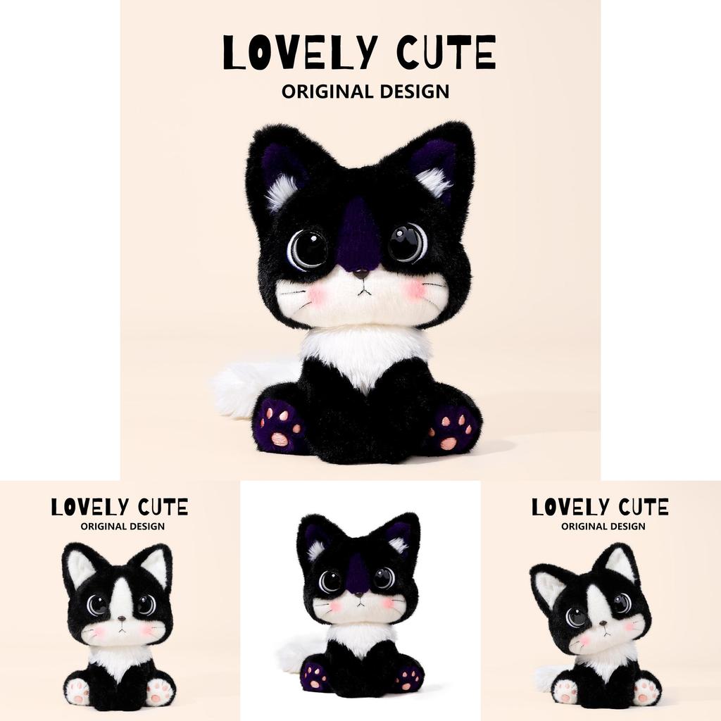 Cartoon Cat Plush Toy With Soft Short Pile For Kids And Collectors