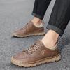 Men's Casual Leather Sneakers Handmade Outdoor Low-top Shoes