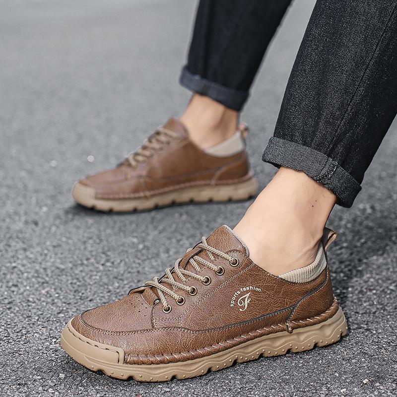Fashion Fashionable Soft Comfortable Men Leather Oxford Shoes Large-sized Quality Handmade Casual Shoes Men Outdoor Toe Protection Shoes