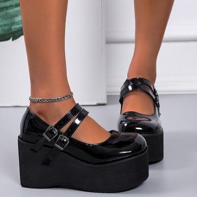 Brand New Female Lolita Cute Mary Janes Pumps Platform Wedges High Heels Women's Pumps Sweet Gothic Punk Shoes Woman