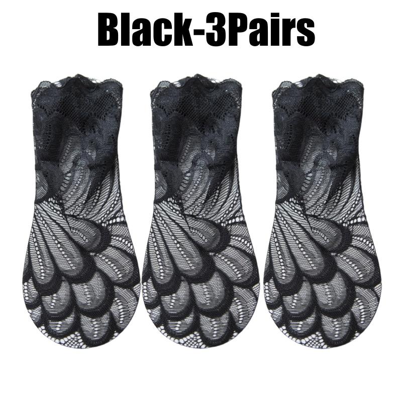 Fashion Women Lace Flower Mesh Socks Non-slip Invisible Liner Sock Female Elastic Comfy Thin Breathable Ankle Socks