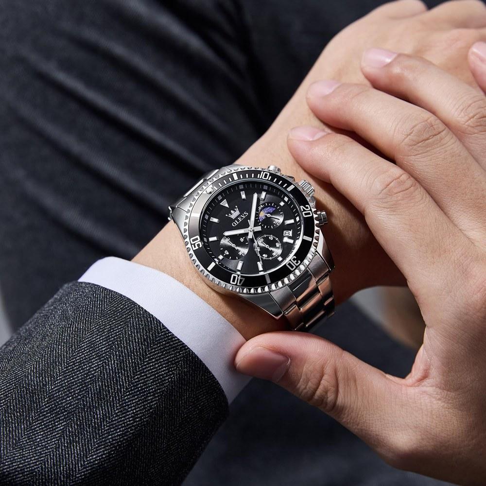 OLEVS Men's Waterproof Analog Quartz Wristwatch Lightweight Easy to Read Date Day Father's Day Gift