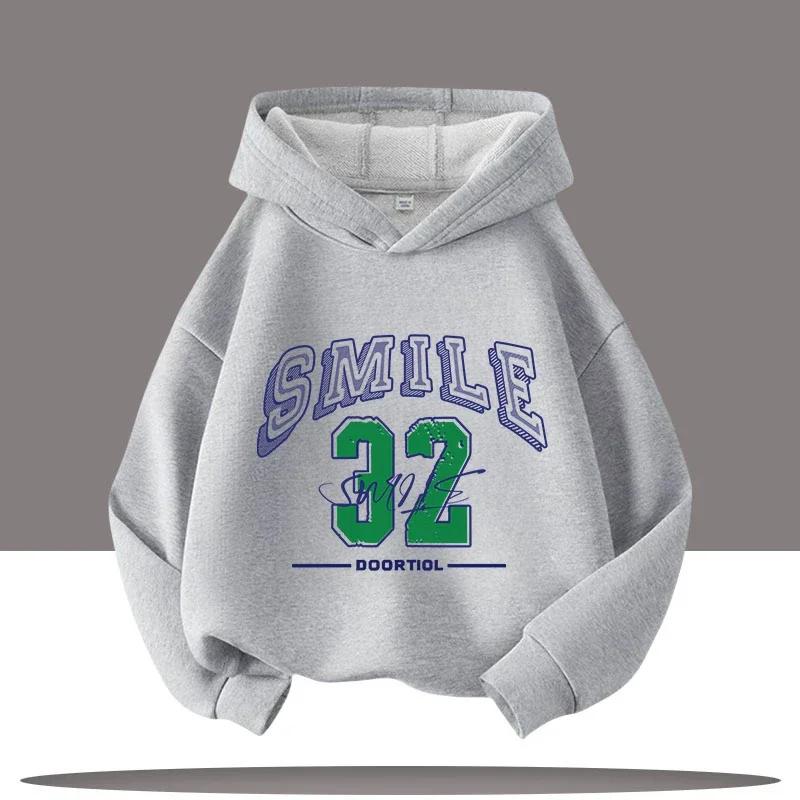 Осенняя Зимняя Детская Теплая Толстовка с Принтом Букв Детская Повседневная Спортивная Кофта 110