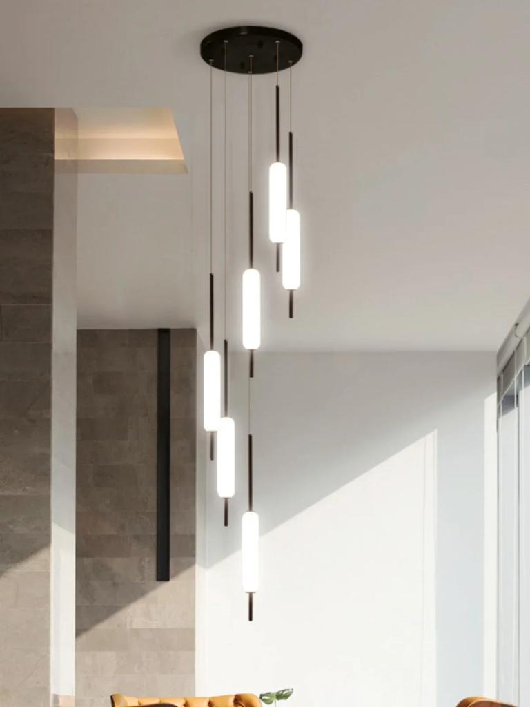 Led Long Chandelier Golden Black Line Hanging  Lights Compound Attic Living Room Dining Room Mall Stairs Chandelier