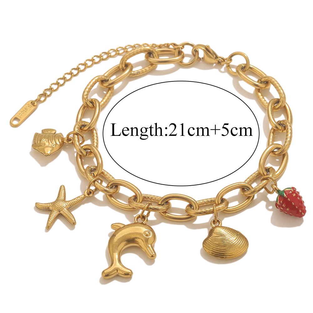 GIOIO Stainless Steel Starfish Seashell Bracelet Gold-Plated Pendant Bracelets For Women Jewelry Waterproof Trendy Jewelry Gift
