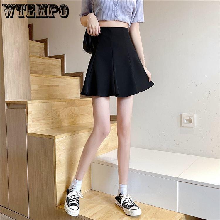 Chic Versatile Slim High-waisted Solid Umbrella Skirt Female Spring and Summer Personality Half-body Skirt Temperament A Line Skirt