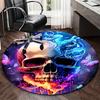 1pc Colorful Skull with Butterflies Round Carpet Anime Design Office Chair Mat, Non Slip Rug for Home Decor, Festival Gift, Office, Living, Bedroom