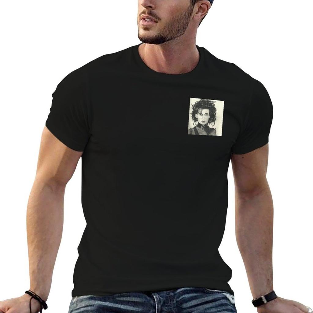 Edward Scissorhands Graphite Drawing Tshirt Casual Loose Fit Summer Tee Shirt
