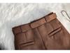 Plus Size Coffee Color Suede Velvet High Waist A-line Skirt – Anti-exposure, Hip-hugging, Short, for Women