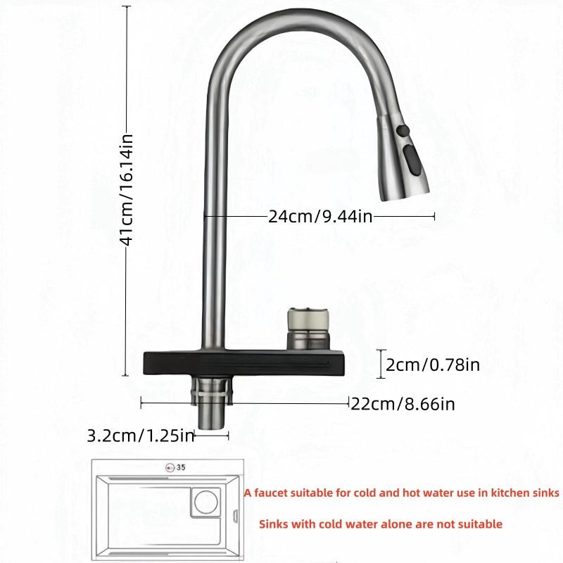 

Бытовой выдвижной смеситель из нержавеющей стали 304 с хромированным покрытием, цвет «оружейный серый», смеситель для горячей и холодной воды, смеситель для кухонной мойки