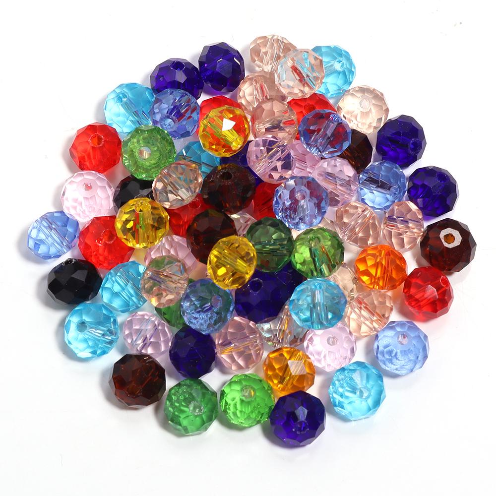 50-200pcs Faceted Crystal Beads 3/4/6/8/10mm Transparent Mixed Color Glass Loose Beads For Jewelry Making DIY Bracelets Necklace