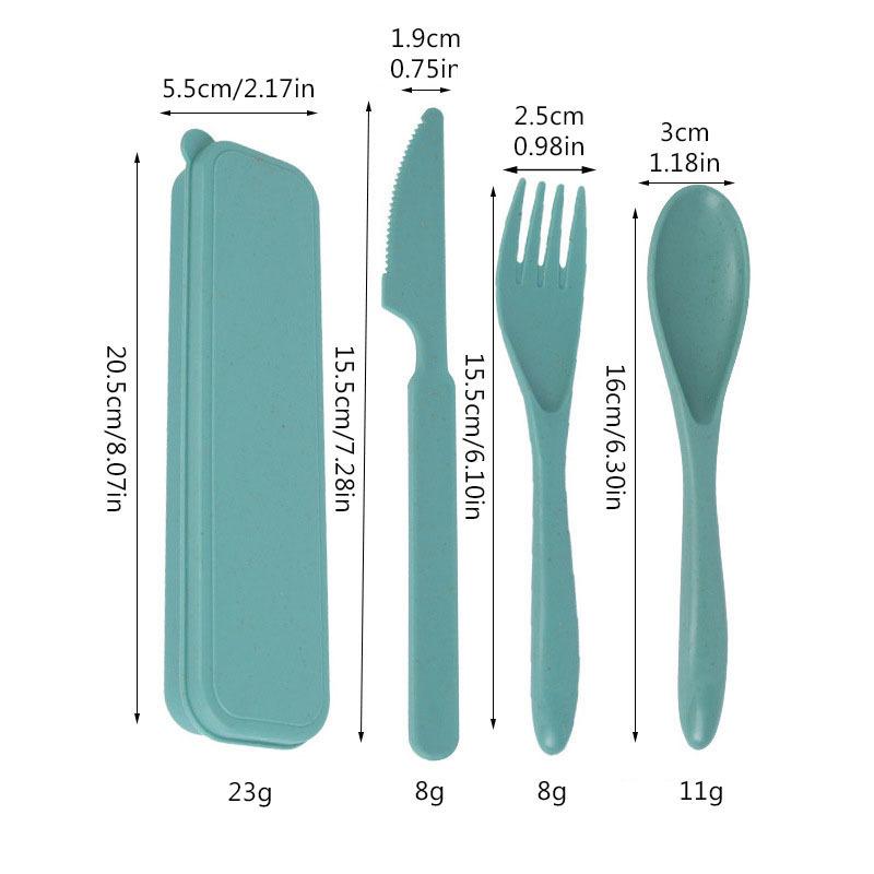 

Набор посуды из пшеничной соломы, 3 шт., нож, вилка, ложка, студенческая портативная посуда зелёный