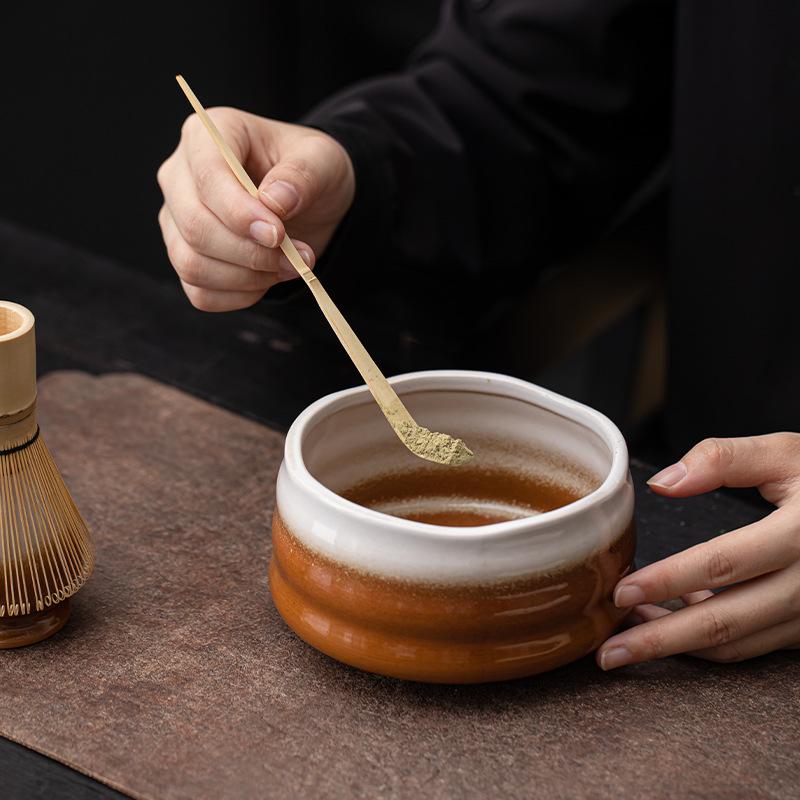 Japanese Style Matcha Ceramic Tea Bowl Tea Whisk Set Traditional Handmade Bamboo Brushes Indoor Tea Culture Gift Set Accessories