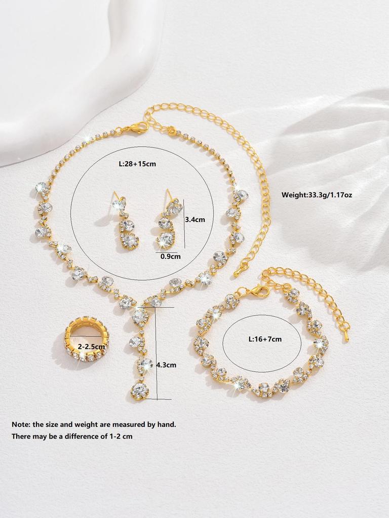 Brand New Sparkling Diamond Women's Jewelry Set: Necklace, Earrings & Bracelet