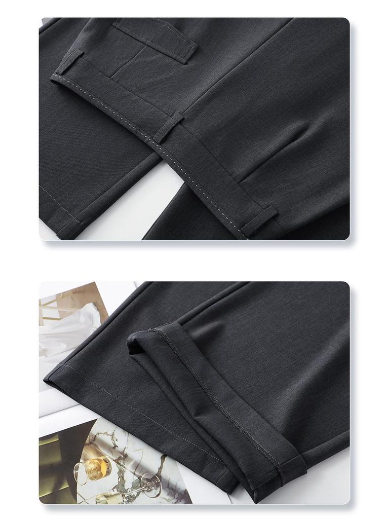 2025 Women's Gray Wide-Leg Floor-Length Pants - Summer Slimming, Loose Fit with a Drapey High-End Feel