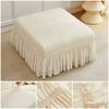 Jacquard Square Ottoman Stool Cover with Skirt  Footrest Cover All-inclusive All-season Footrest Slipcover for Living Room Decor