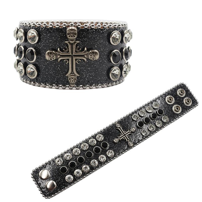 

Готический стиль Стразы Браслет Ювелирные изделия, Модный дизайн Бриллиант ПУ кожа Ручные украшения
