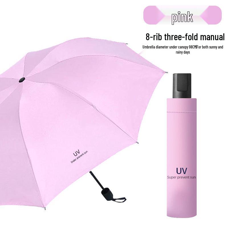 Large 3-Person Umbrella: Reinforced, Dual-Use for Sun and Rain, with Black Glue Sunscreen.