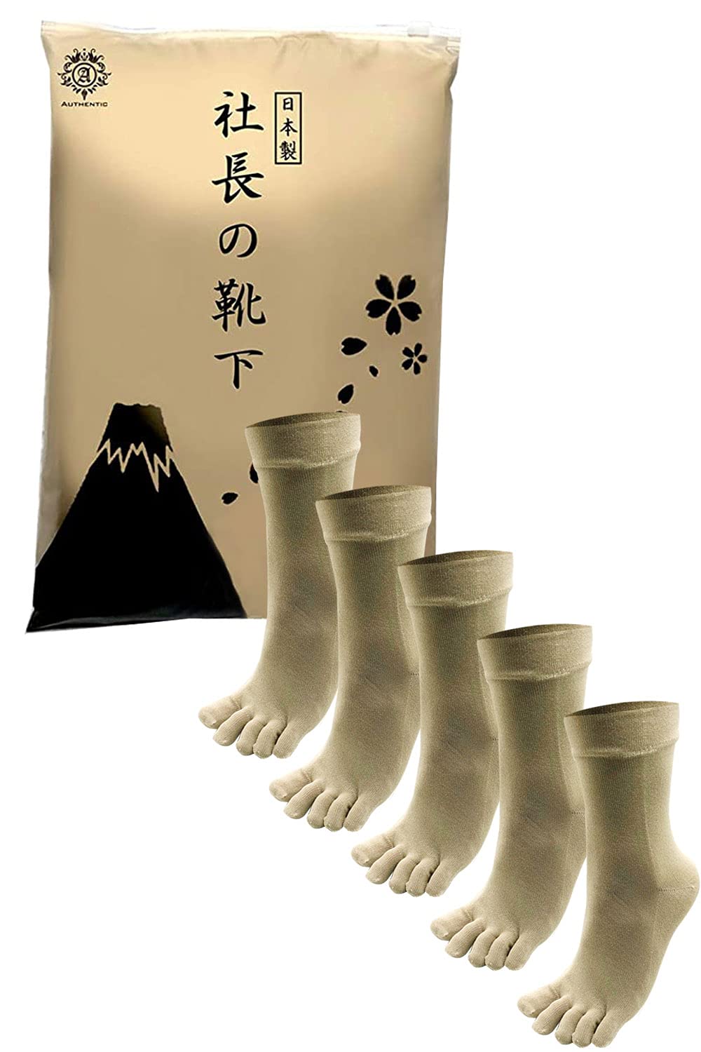 

Аутентичные носки, изготовленные из гладкой и очень газопроницаемой рыхлой резинки, 5 размеров см, с пятью пальцами (Президентские носки), Япония, Комфортный, Дезодорирующий, бежевый