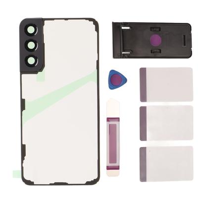Back Glass Cover Transparent Black Frame with Cell Phone Stand Back Cover Housing Door for Galaxy