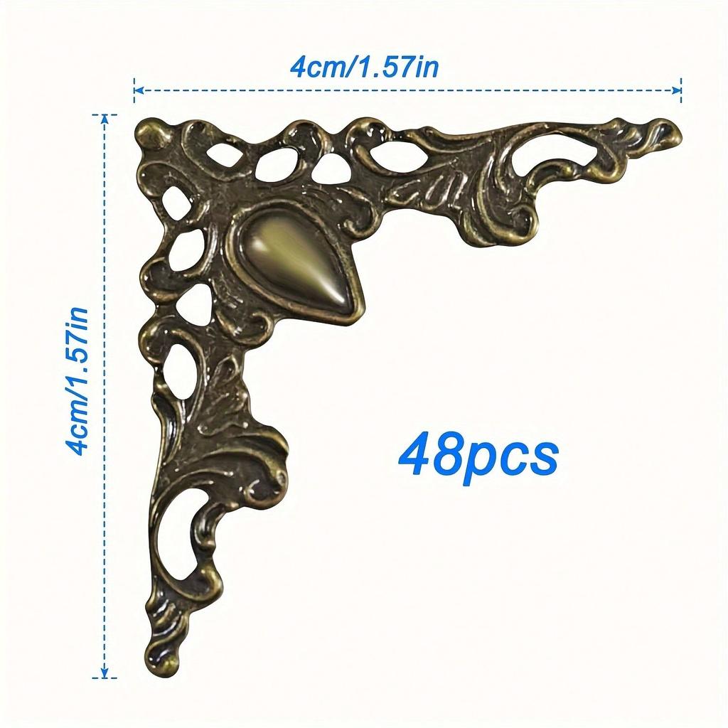 48pcs Box Corner Protectors, Retro Table Edge Cover Cabinet Furniture Decoration Edge Safety Corner Protectors
