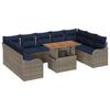 Garden Sofa Set 10 Pcs 9 Seater Gray and Navy Blue