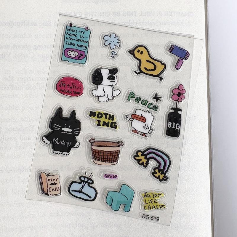 INS Phonecase Jelly Sticker Korean Style Journal Sticker DIY Mobile Phone Case Laptop Cartoon Stickers Waterproof Cute Decal