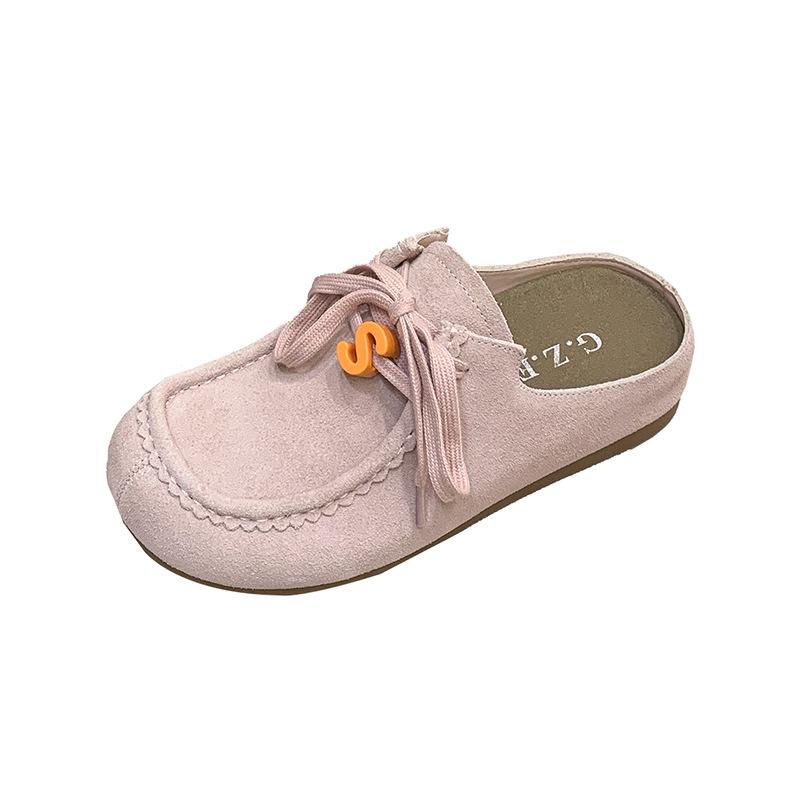 

Retro flat-bottomed versatile soft-soled Birkenstocks women s 2025 new spring and summer women s outer slippers Muller toe slippers 35