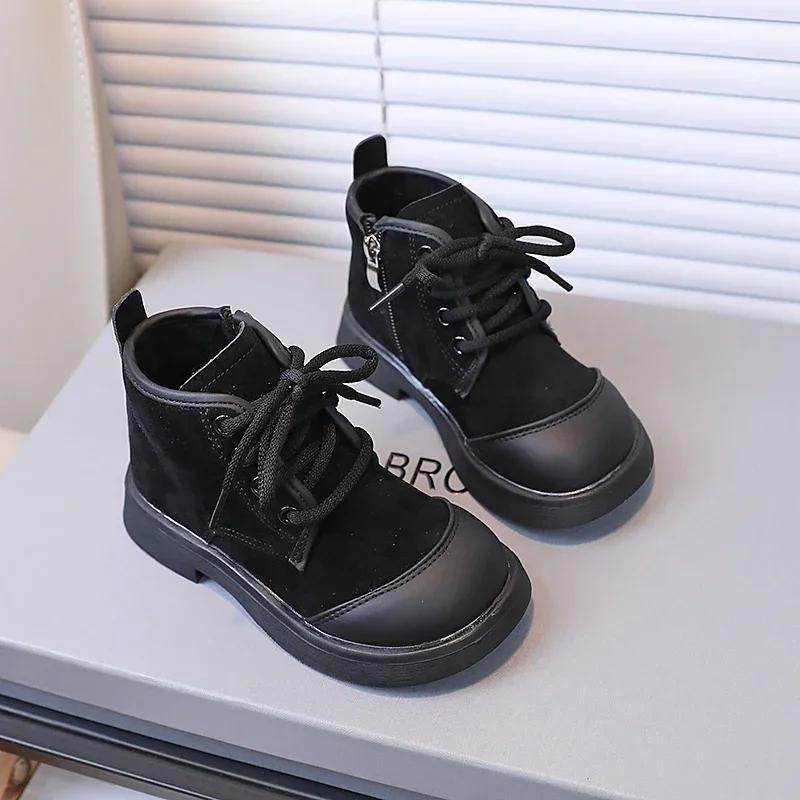 Classic Girl's Ankle Boot Versatile Patchwork Winter Boots for Children Fashion Warm Non-slip Kids Causal Boys Cotton Boots New