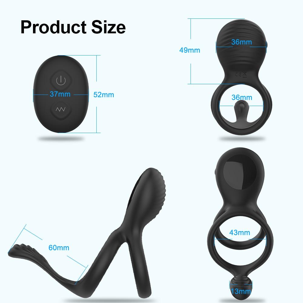 Menn Trådløs fjernkontroll Penisring Vibrator Klitorisstimulering Cockring Forsinkelse Ejakulasjon Penisring Sexleketøy